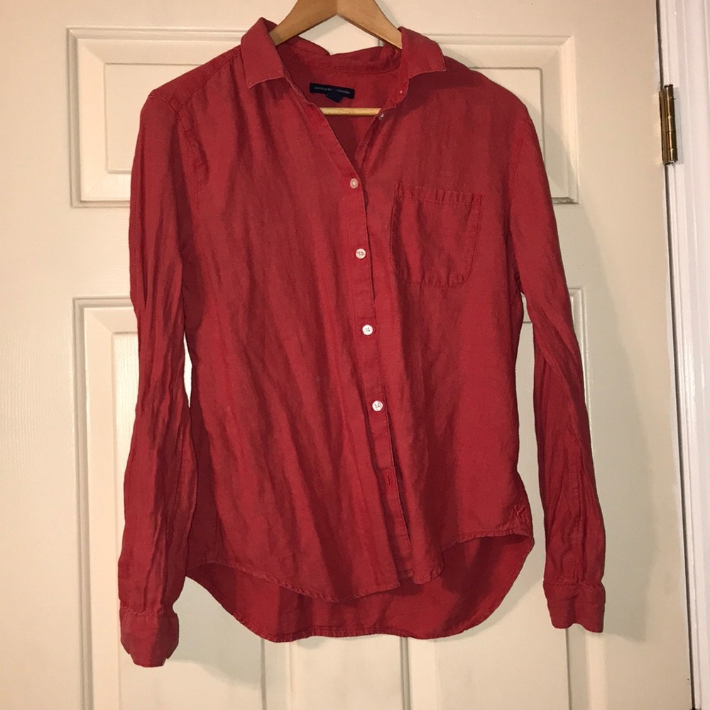 Salmon American Eagle button up